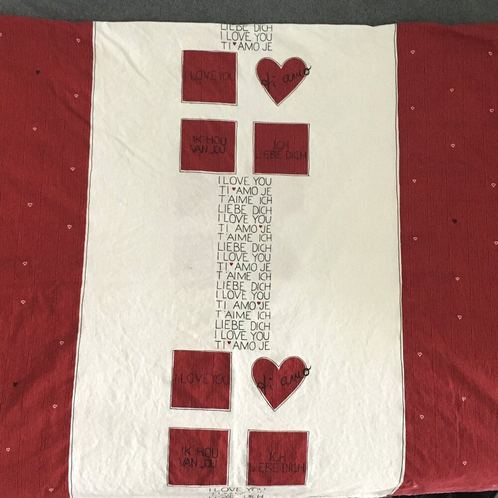 Red and white twin sheet
